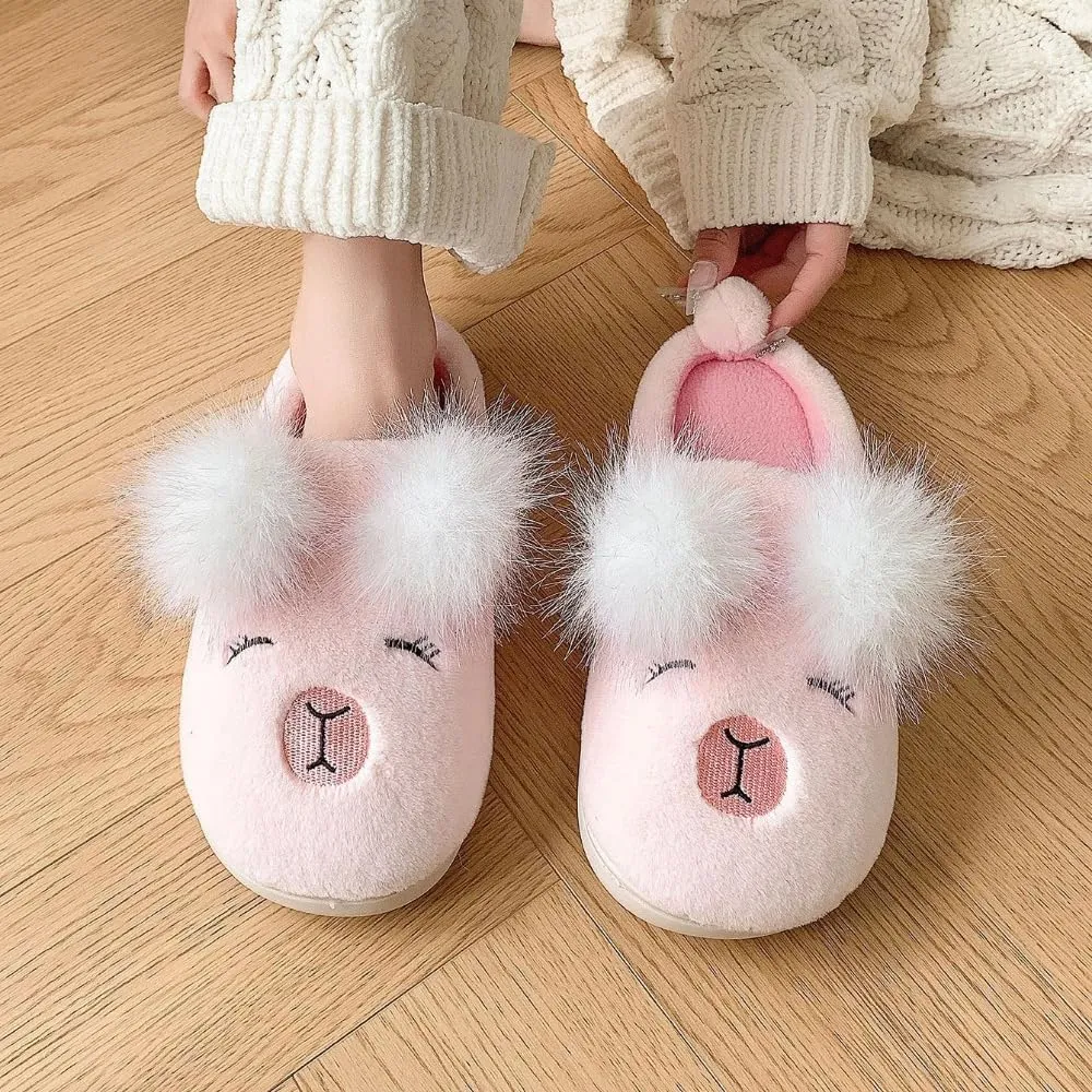 Cute Cartoon Koala Slippers Plush Slippers Indoor Outdoor Slippers Winter Warm Fuzzy Cozy Slippers No Slip Soles Thick Bottoms Slippers Soft Slippers