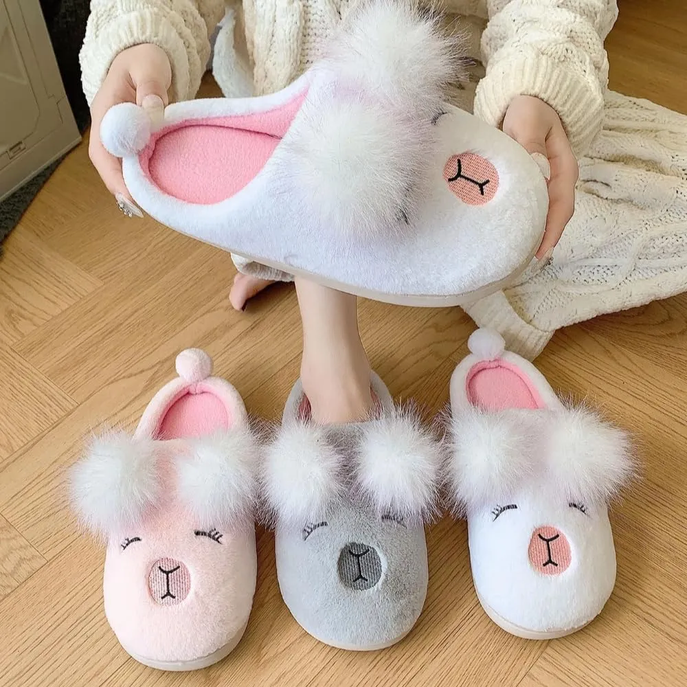 Cute Cartoon Koala Slippers Plush Slippers Indoor Outdoor Slippers Winter Warm Fuzzy Cozy Slippers No Slip Soles Thick Bottoms Slippers Soft Slippers