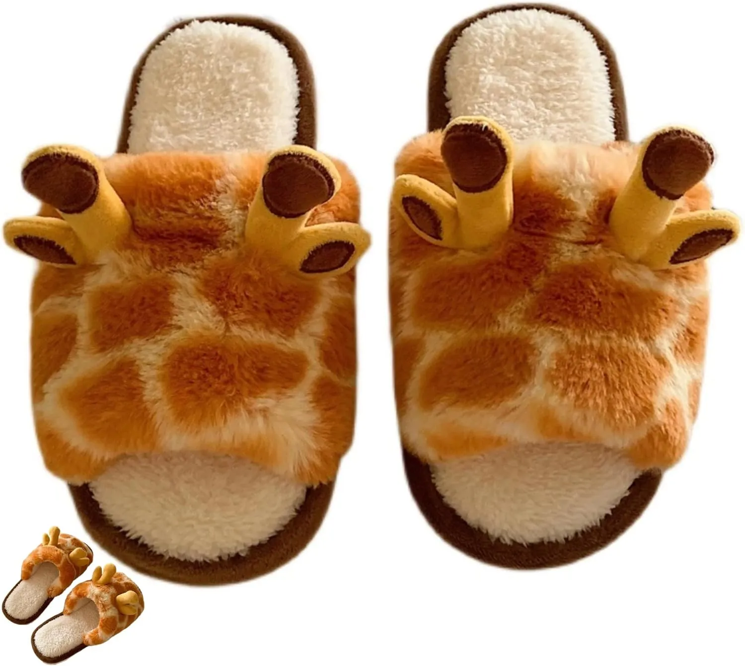 Cute Giraffe Slippers for Women Indoor Fun Cozy Plush Cotton Home Slides Winter Warm Animal Themed Shoes Soft Fleece Non Slip House Slipper