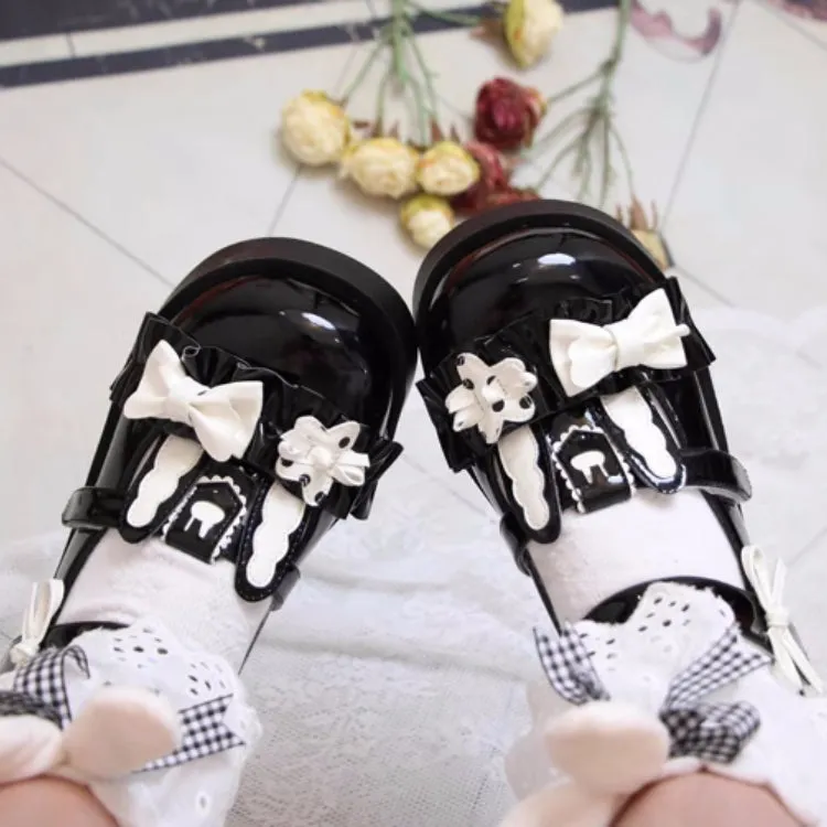 Cute Rabbit Bow Round Toe Lolita Shoes
