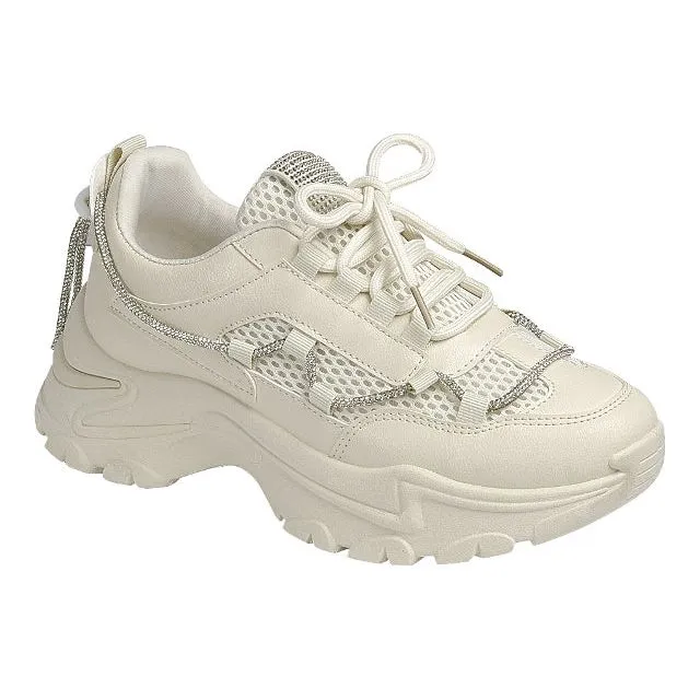 CUTSEY Fall Rhinestone Rope Beige Sneaker