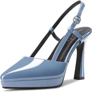 DearOnly Women Chunky Block High Platform Heel Pointed Toe Pumps Slingback Prom Dress 3.9 Inches Heels