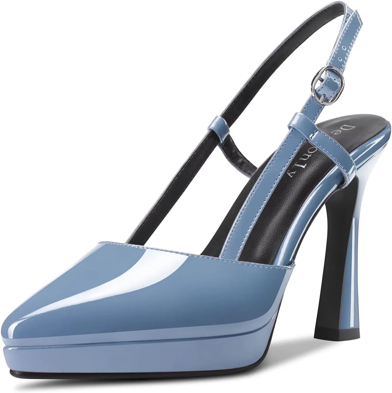 DearOnly Women Chunky Block High Platform Heel Pointed Toe Pumps Slingback Prom Dress 3.9 Inches Heels