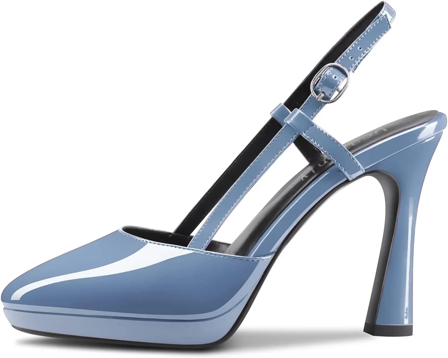 DearOnly Women Chunky Block High Platform Heel Pointed Toe Pumps Slingback Prom Dress 3.9 Inches Heels