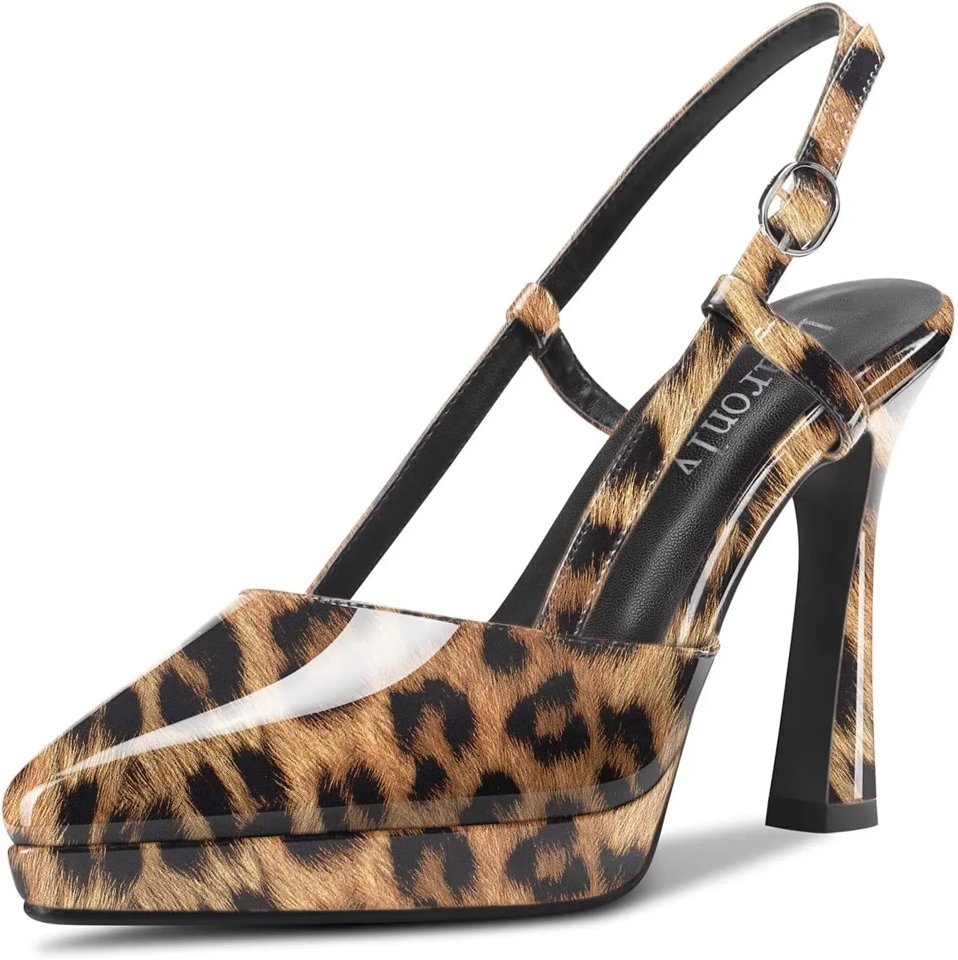 DearOnly Women Chunky Block High Platform Heel Pointed Toe Pumps Slingback Prom Dress 3.9 Inches Heels
