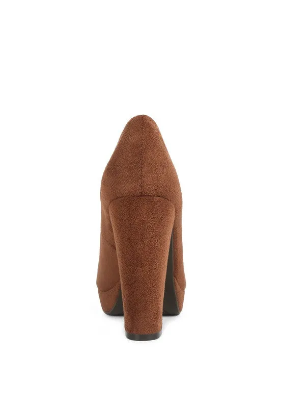 DELIA SUEDE BLOCK HEEL PUMPS