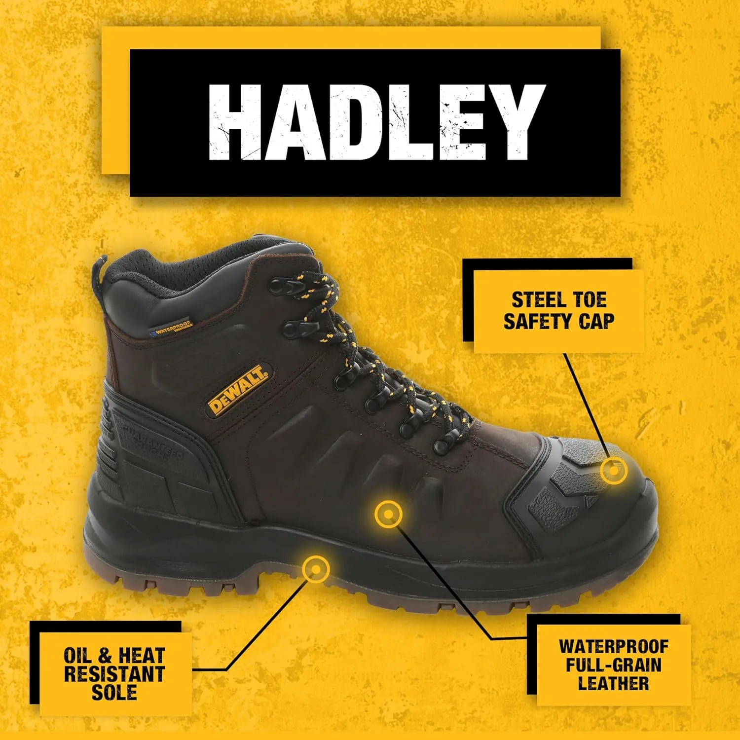 DEWALT Hadley Men's Waterproof, Steel Safety Toe Work Boot