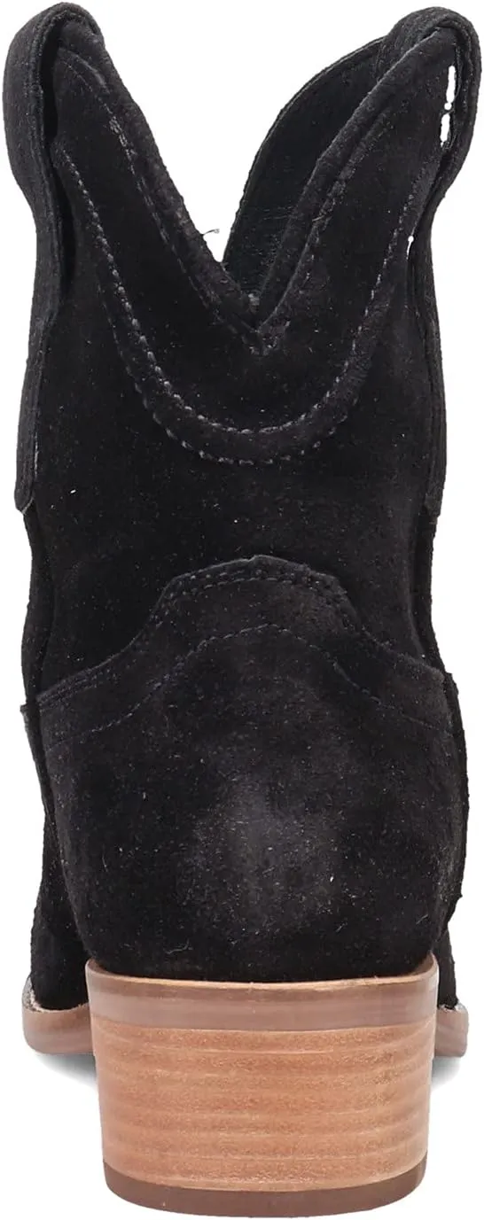 Dingo Womens Tumbleweed Roper Round Toe Casual Boots Ankle Low Heel 1-2" - Black