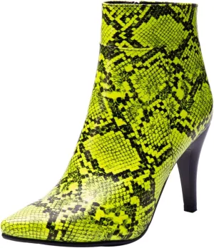 DINTAHA Snakeskin Boots Pointed Toe High Heel Stiletto Booties Pointy Toe Ankle Boots