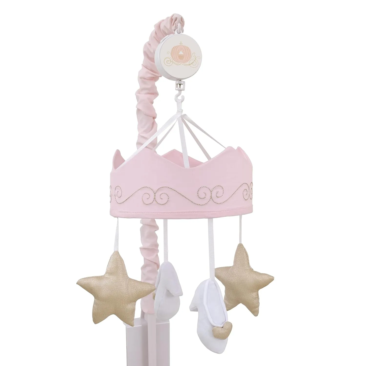 Disney Princess Enchanting Dreams Pink and Gold Crown, Stars, and Slipper Musical Mobile