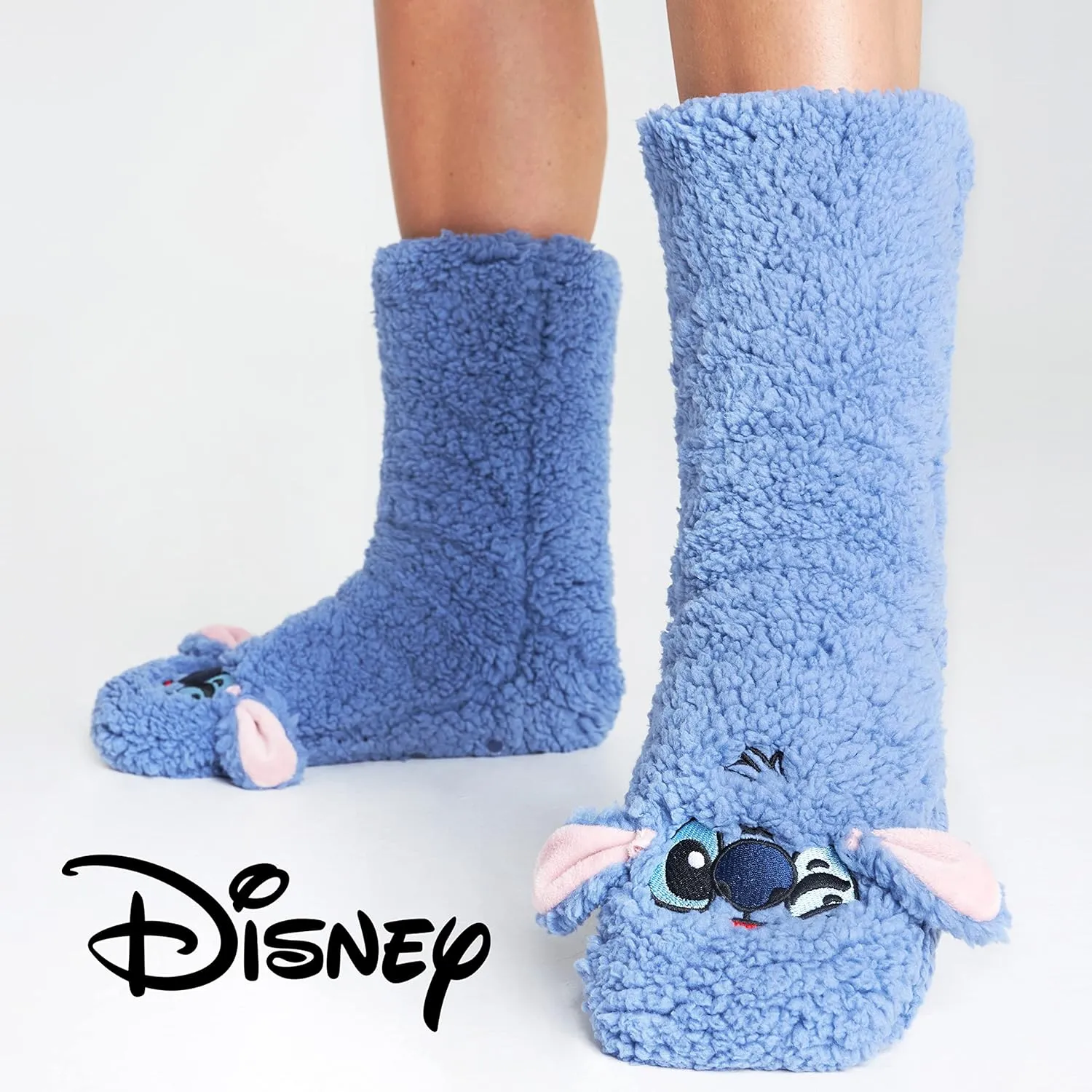 Disney Stitch Fluffy Socks Women Super Soft Fleece Slipper Socks Minnie Mouse Baby Yoda Grip Socks Stitch Gifts