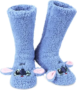 Disney Stitch Fluffy Socks Women Super Soft Fleece Slipper Socks Minnie Mouse Baby Yoda Grip Socks Stitch Gifts