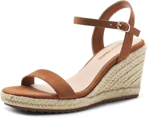 DREAM PAIRS Espadrilles Wedge Sandals for Women, Women's Open Toe Summer Dressy Sandals with Adjustable Ankle Strap and Soft Footbed