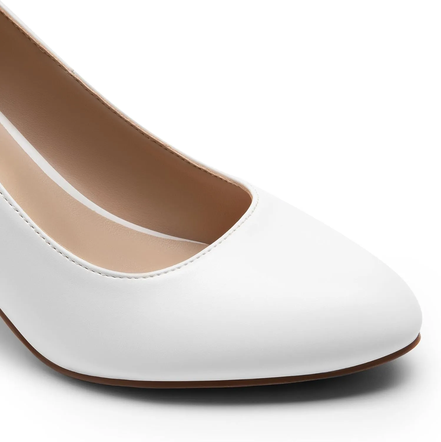 DREAM PAIRS Women's Block Heels Closed Toe High Chunky Rounded Toe Pumps Comfortable Slip On Work Shoes