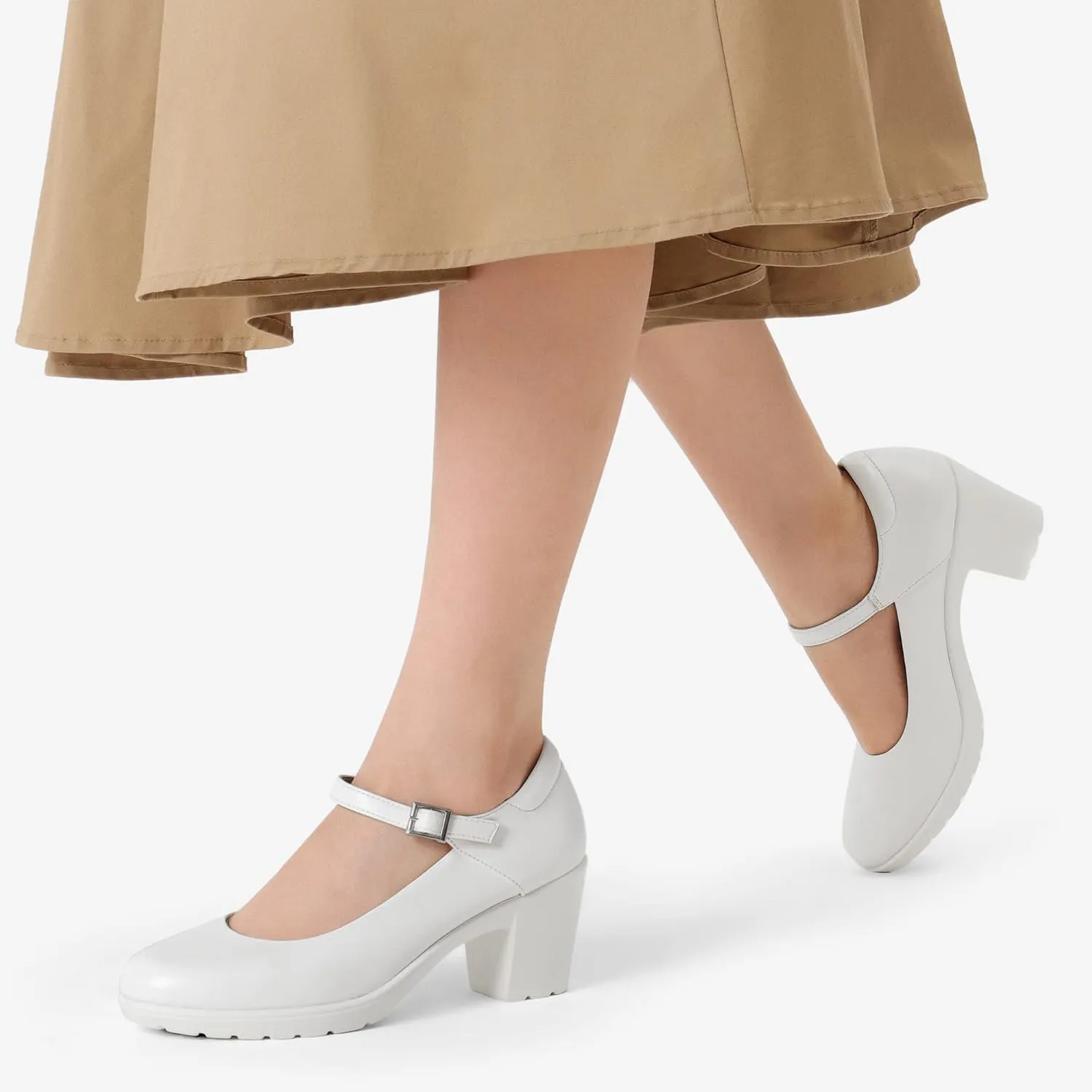 DREAM PAIRS Women's Chunky Low Block Heels Mary Jane Closed Toe Work Pumps Comfortable Round Toe Dress Wedding Shoes