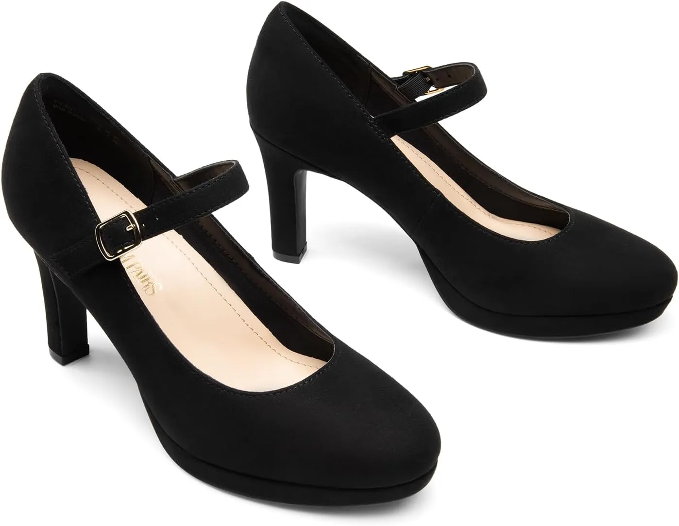 DREAM PAIRS Women's Pumps Close Toe Classic High Heels Round Toe Comfortable Low Platform Mary Jane Dress Shoes