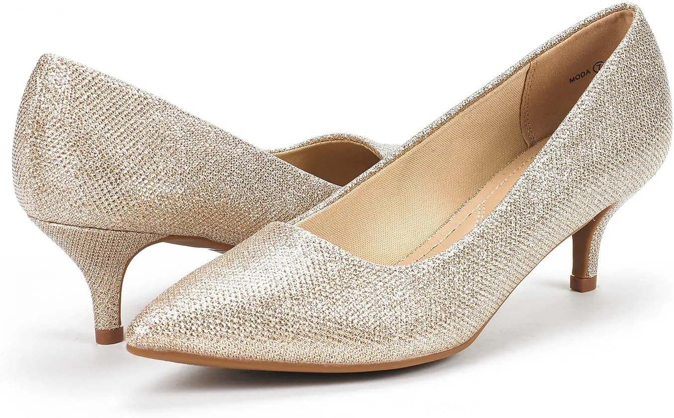 DREAM PAIRS Women's Pumps Kitten Heel Pointed Toe Shoes for Women Comfortable Office Work Dress Shoes