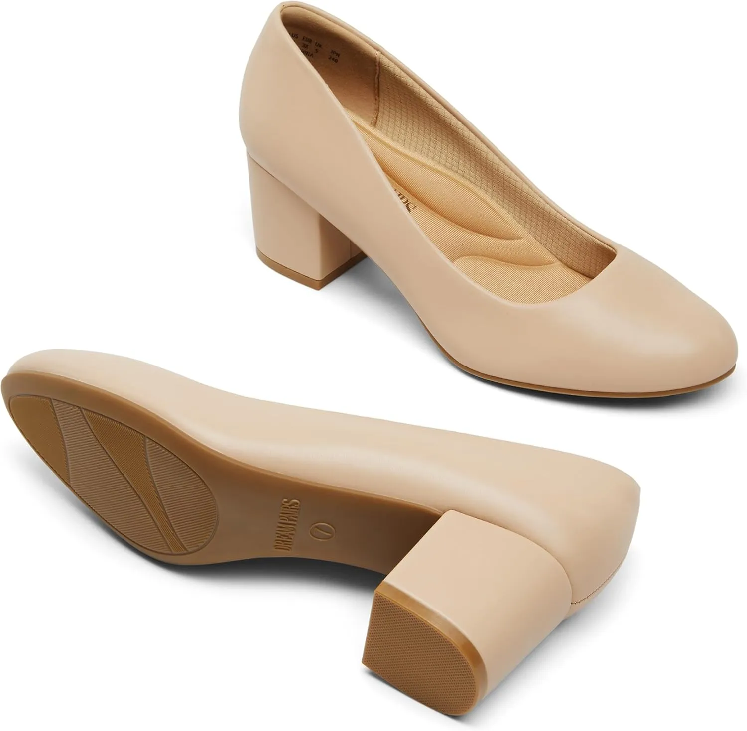 DREAM PAIRS Women's Pumps Low Chunky Block Heel Dress Shoes Closed Round Toe Comfortable Heels
