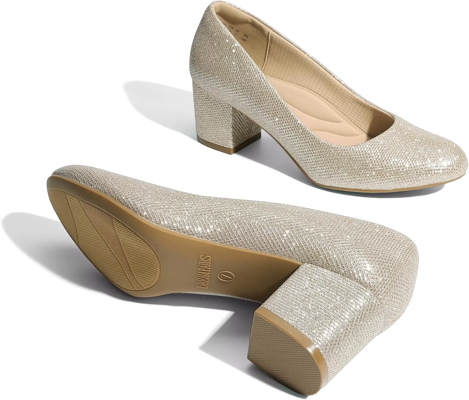 DREAM PAIRS Women's Pumps Low Chunky Block Heel Dress Shoes Closed Round Toe Comfortable Heels