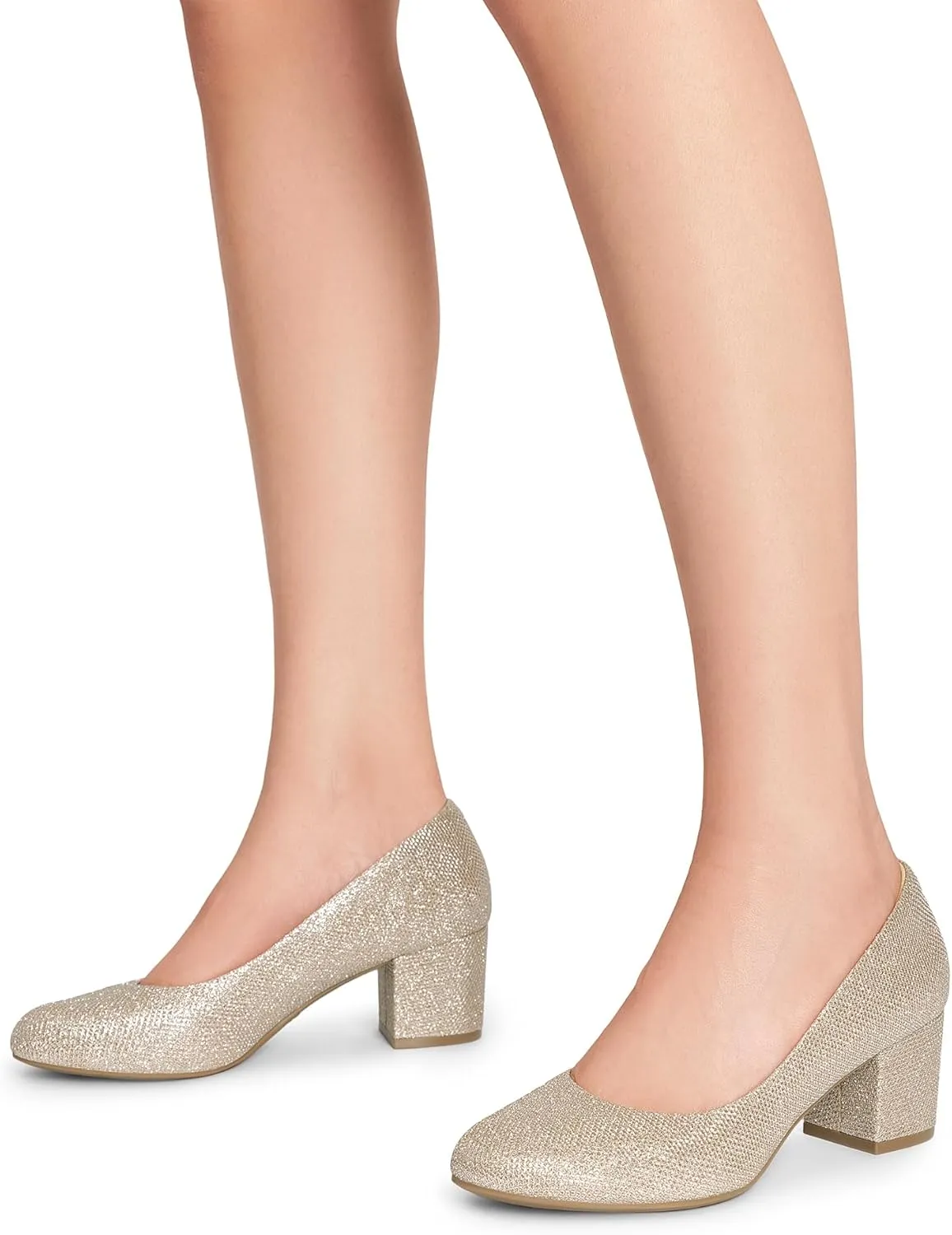 DREAM PAIRS Women's Pumps Low Chunky Block Heel Dress Shoes Closed Round Toe Comfortable Heels