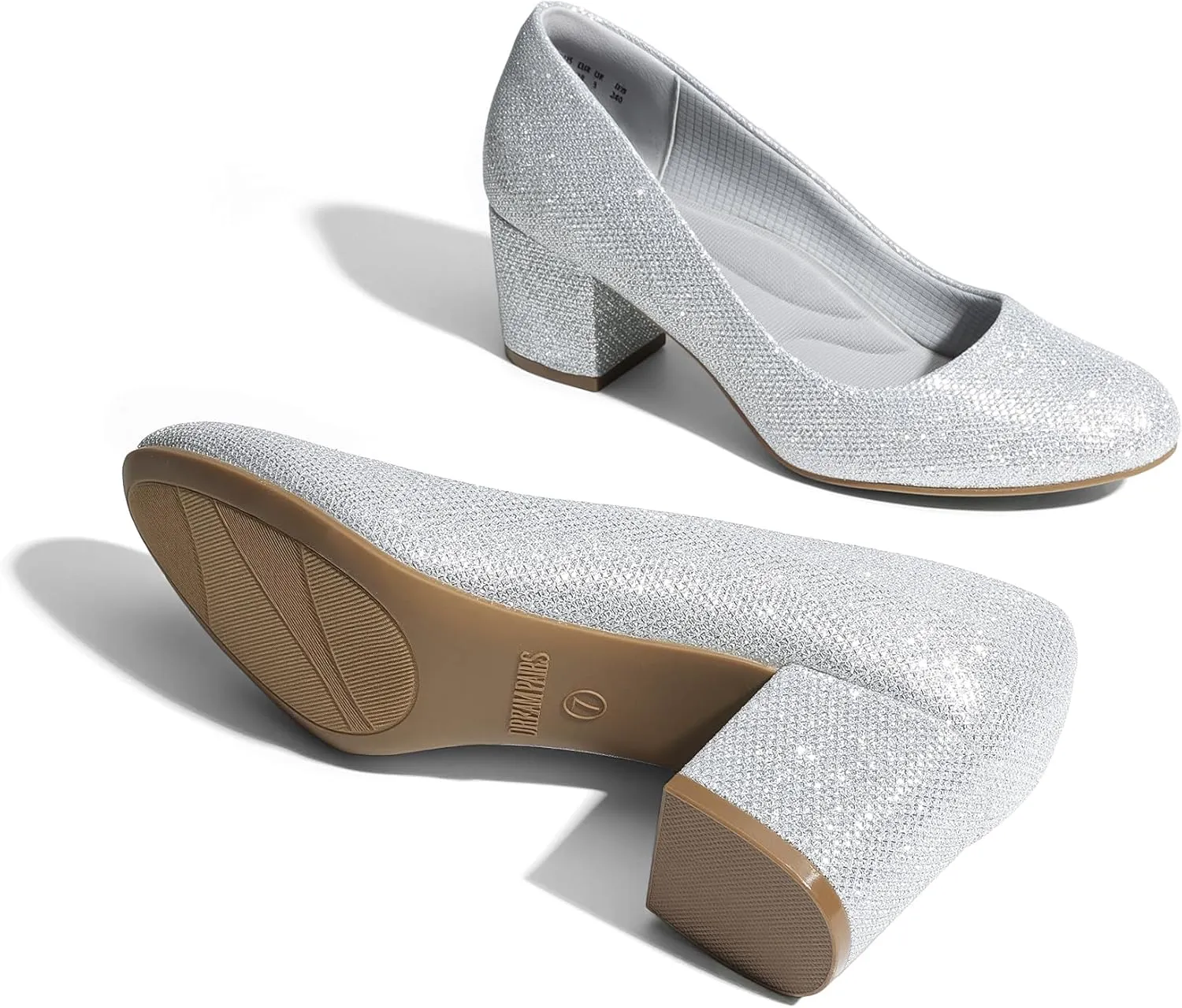 DREAM PAIRS Women's Pumps Low Chunky Block Heel Dress Shoes Closed Round Toe Comfortable Heels