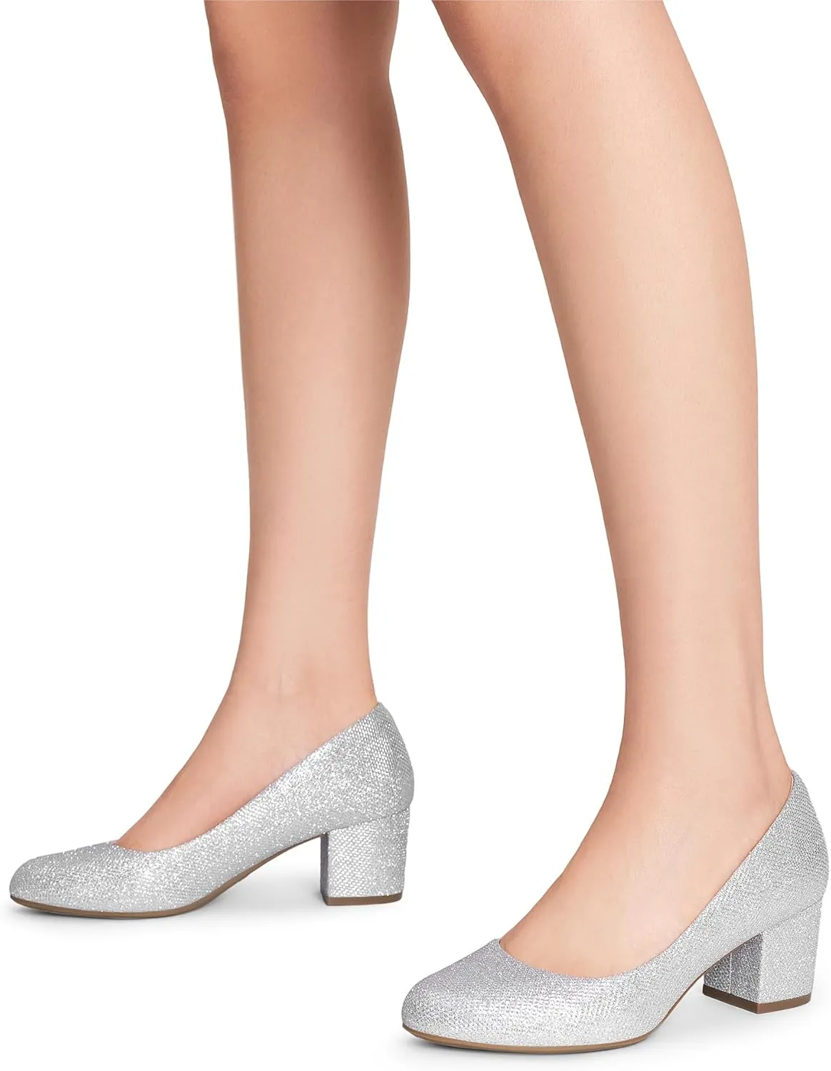 DREAM PAIRS Women's Pumps Low Chunky Block Heel Dress Shoes Closed Round Toe Comfortable Heels
