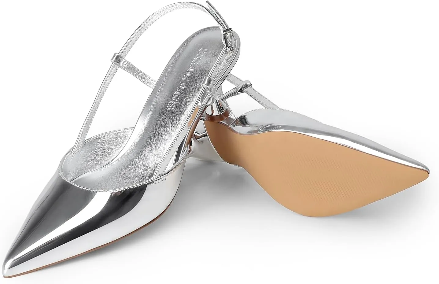 DREAM PAIRS Women's Slingback Kitten Heels Closed Pointed Toe Low Stiletto Heels Dress Bridal Party Wedding Pumps Shoes