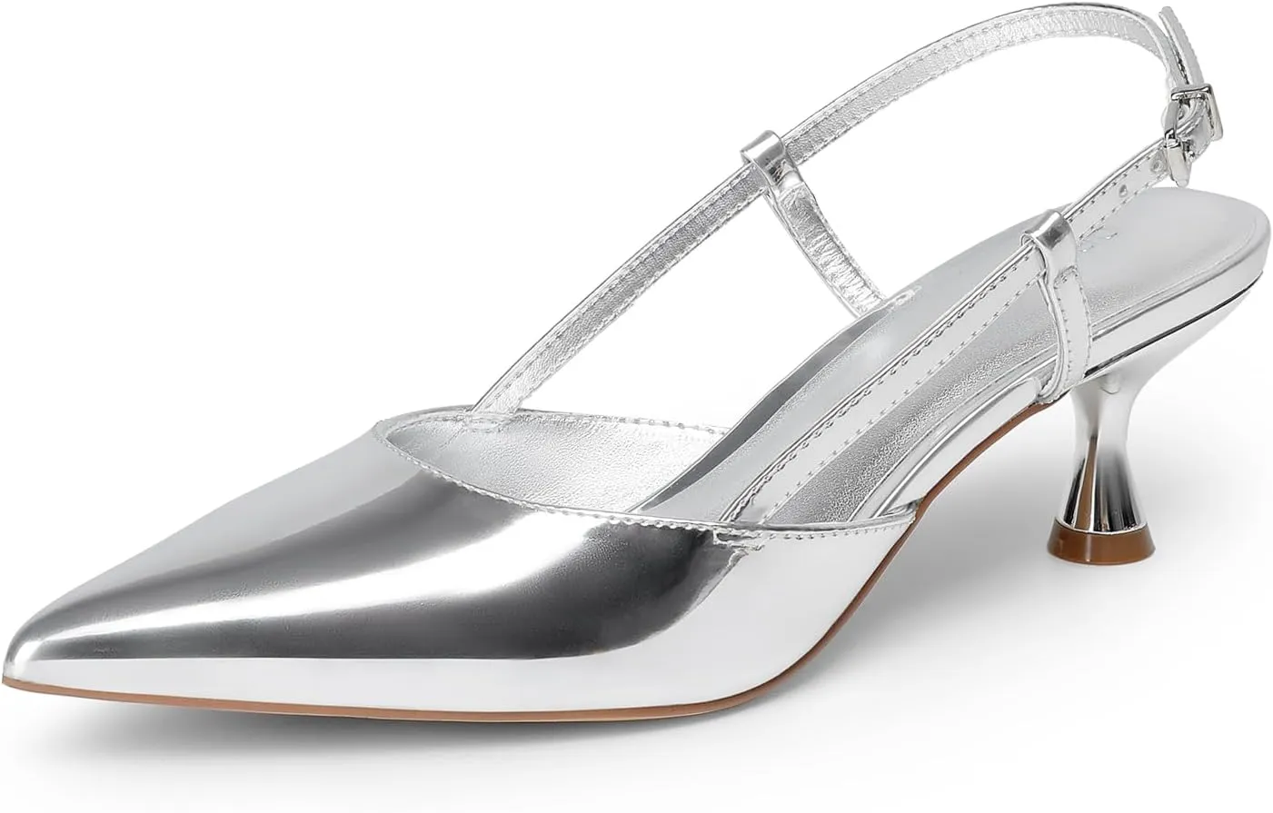 DREAM PAIRS Women's Slingback Kitten Heels Closed Pointed Toe Low Stiletto Heels Dress Bridal Party Wedding Pumps Shoes