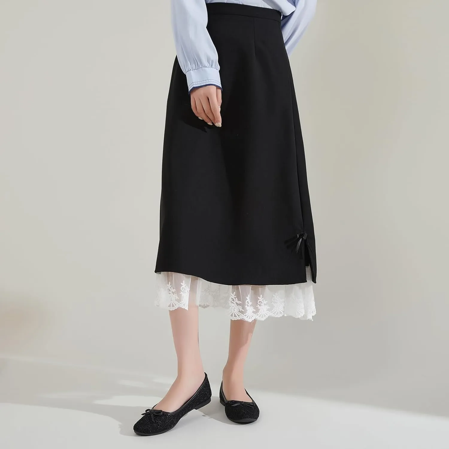 Dress Shoes for Women Round Toe Flats Shoes Lace Ballet Flats Dressy Comfortable Foldable Flats Low Heel