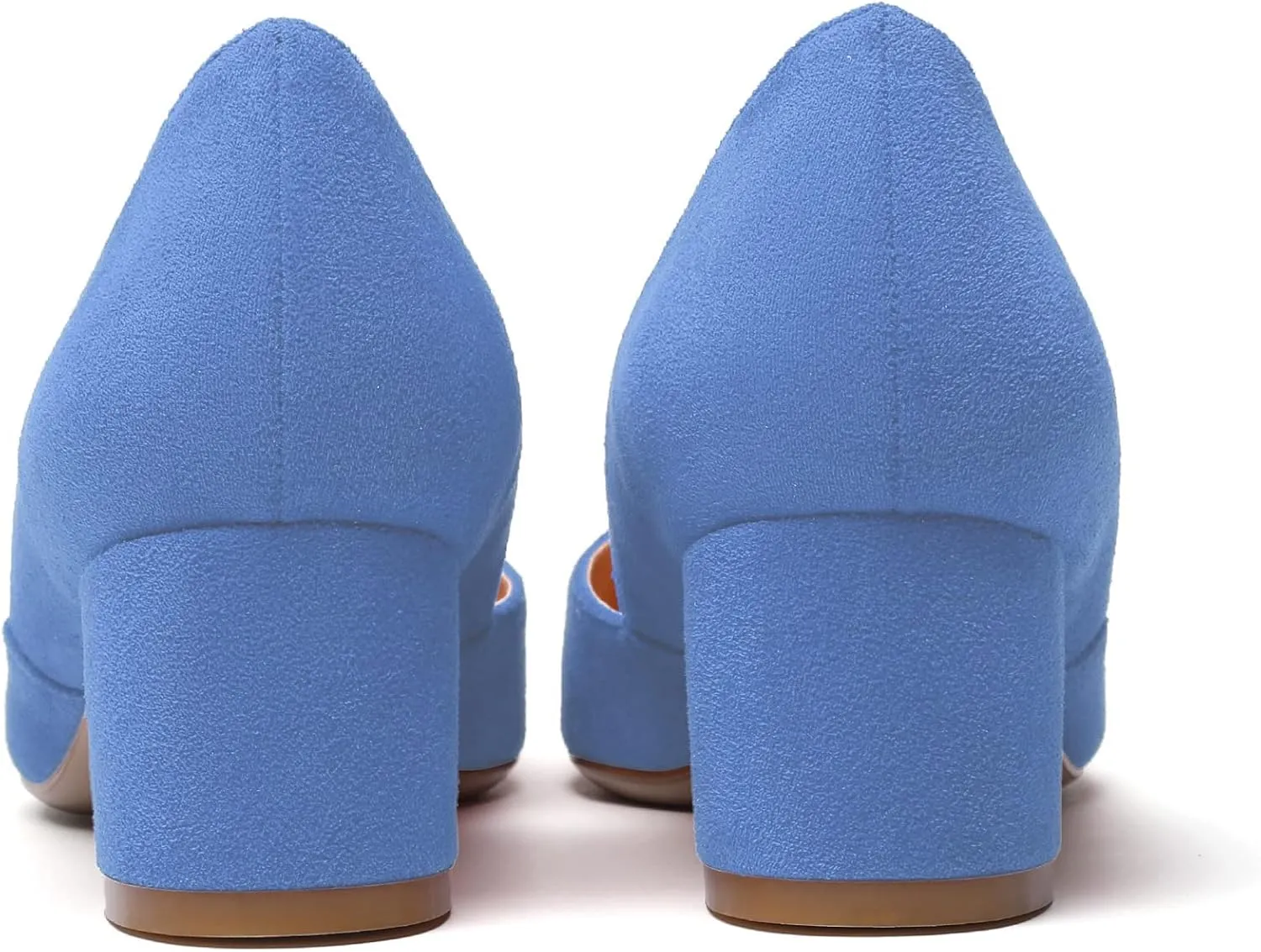 Eldof Women's Pointed Toe Cut Out D'Orsay Slip On Mid Block Heel Pumps Comfortable 2 Inch Block Heels for Dress Party Wedding