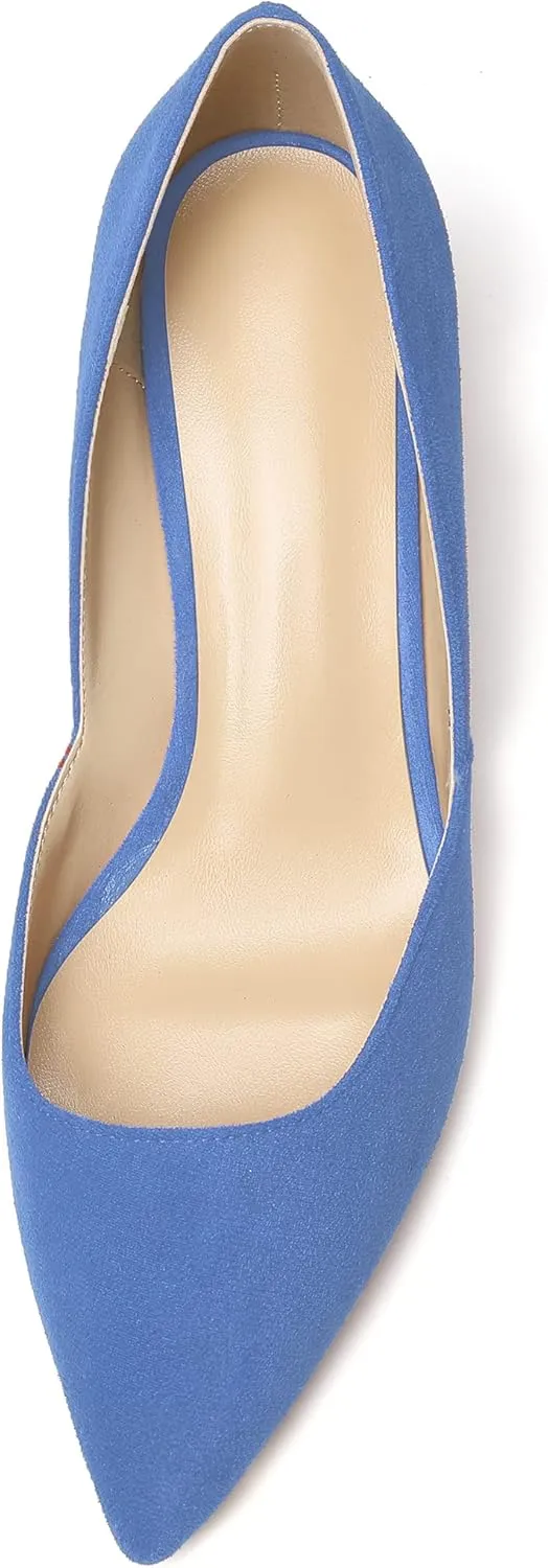 Eldof Women's Pointed Toe Cut Out D'Orsay Slip On Mid Block Heel Pumps Comfortable 2 Inch Block Heels for Dress Party Wedding