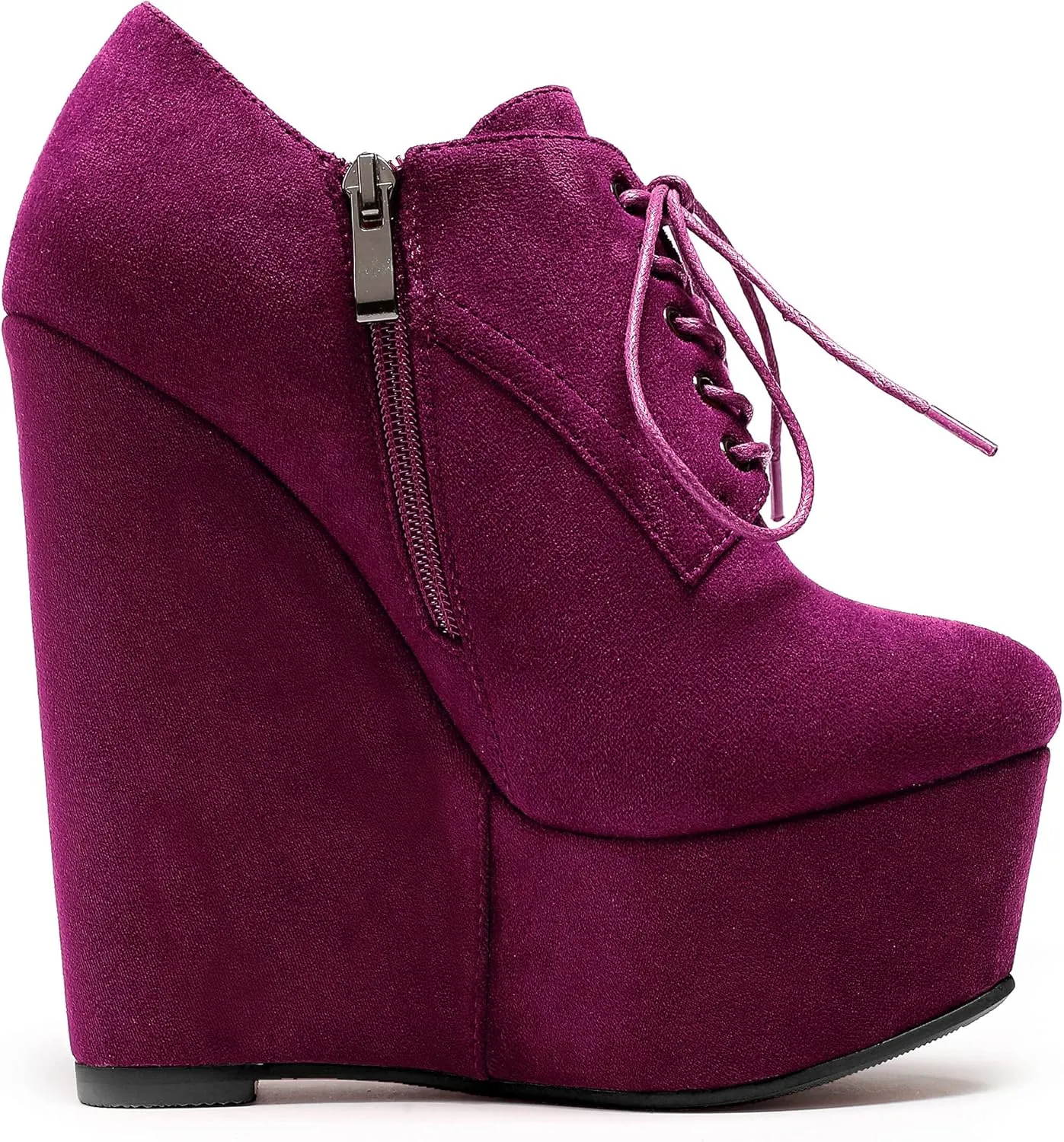 Eldof Women's Wedge Heel Ankle Bootie Sexy 6" Ankle Bootie High Wedge Heel Bootie Platform Lace Up Comfortable Boots