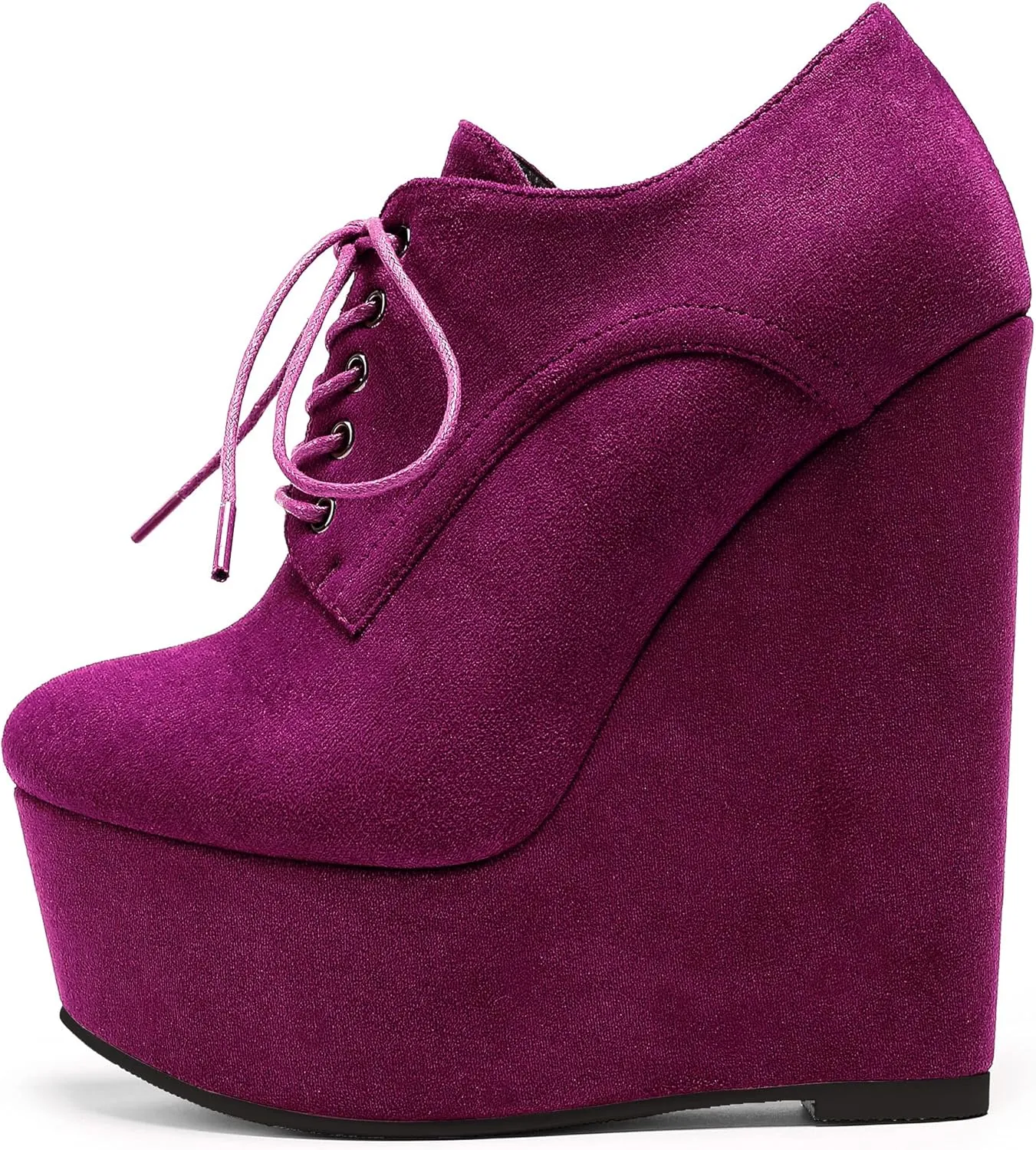 Eldof Women's Wedge Heel Ankle Bootie Sexy 6" Ankle Bootie High Wedge Heel Bootie Platform Lace Up Comfortable Boots
