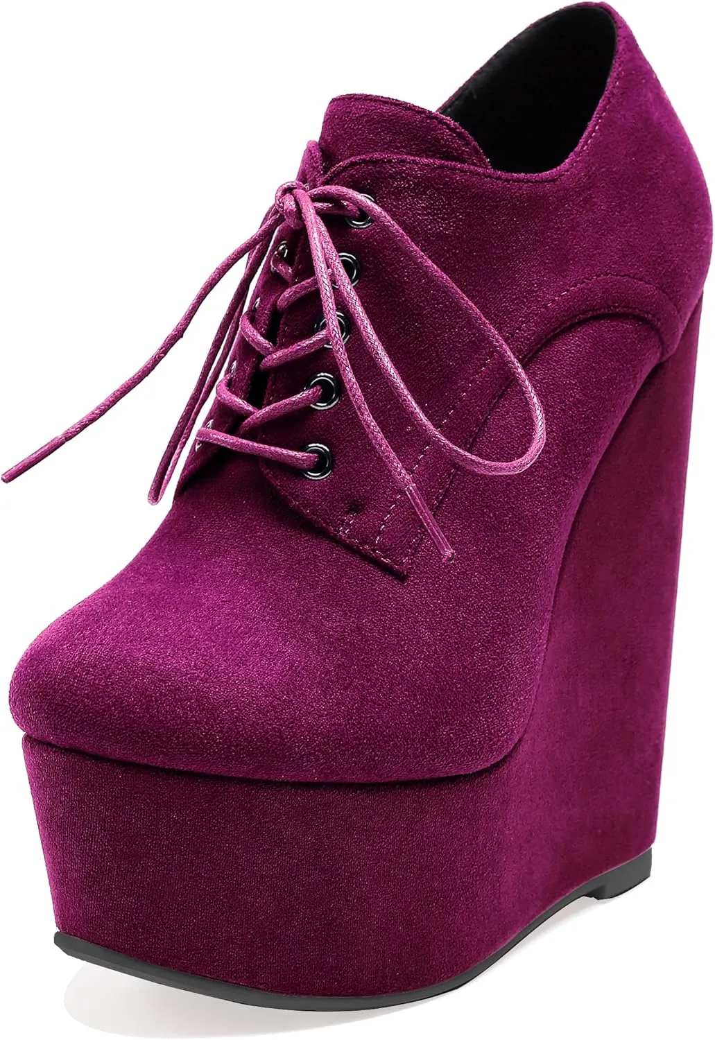Eldof Women's Wedge Heel Ankle Bootie Sexy 6" Ankle Bootie High Wedge Heel Bootie Platform Lace Up Comfortable Boots