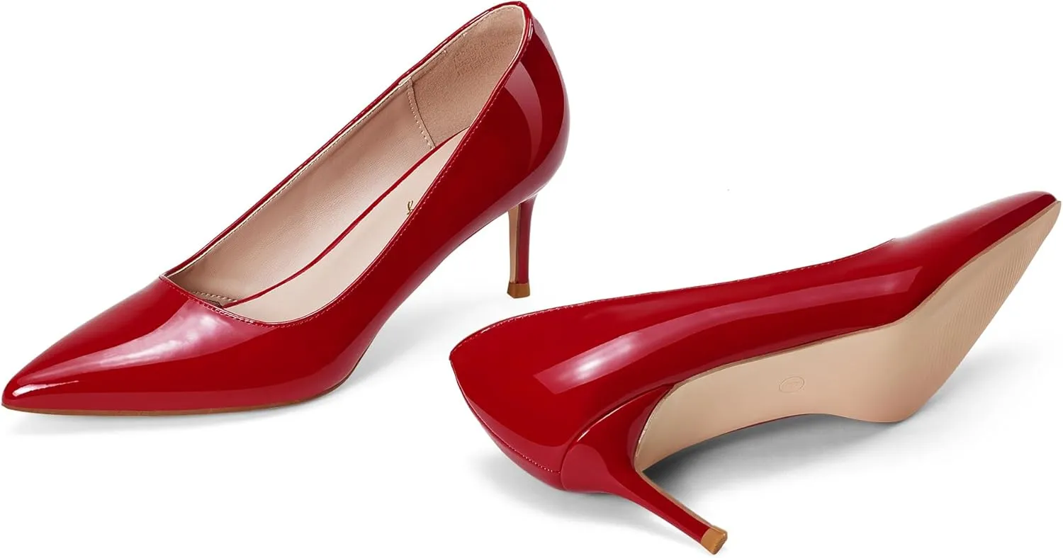 Elisabet Tang Kitten Heel Low Pumps 2.4 Inch Closed Pointed Toe Short Sexy Comfort Women Dressy Shoe at Work Office Date Prom Party Wedding Church