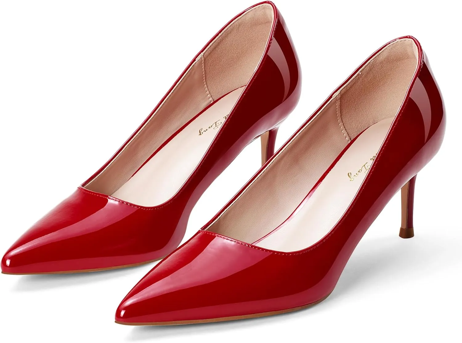 Elisabet Tang Kitten Heel Low Pumps 2.4 Inch Closed Pointed Toe Short Sexy Comfort Women Dressy Shoe at Work Office Date Prom Party Wedding Church