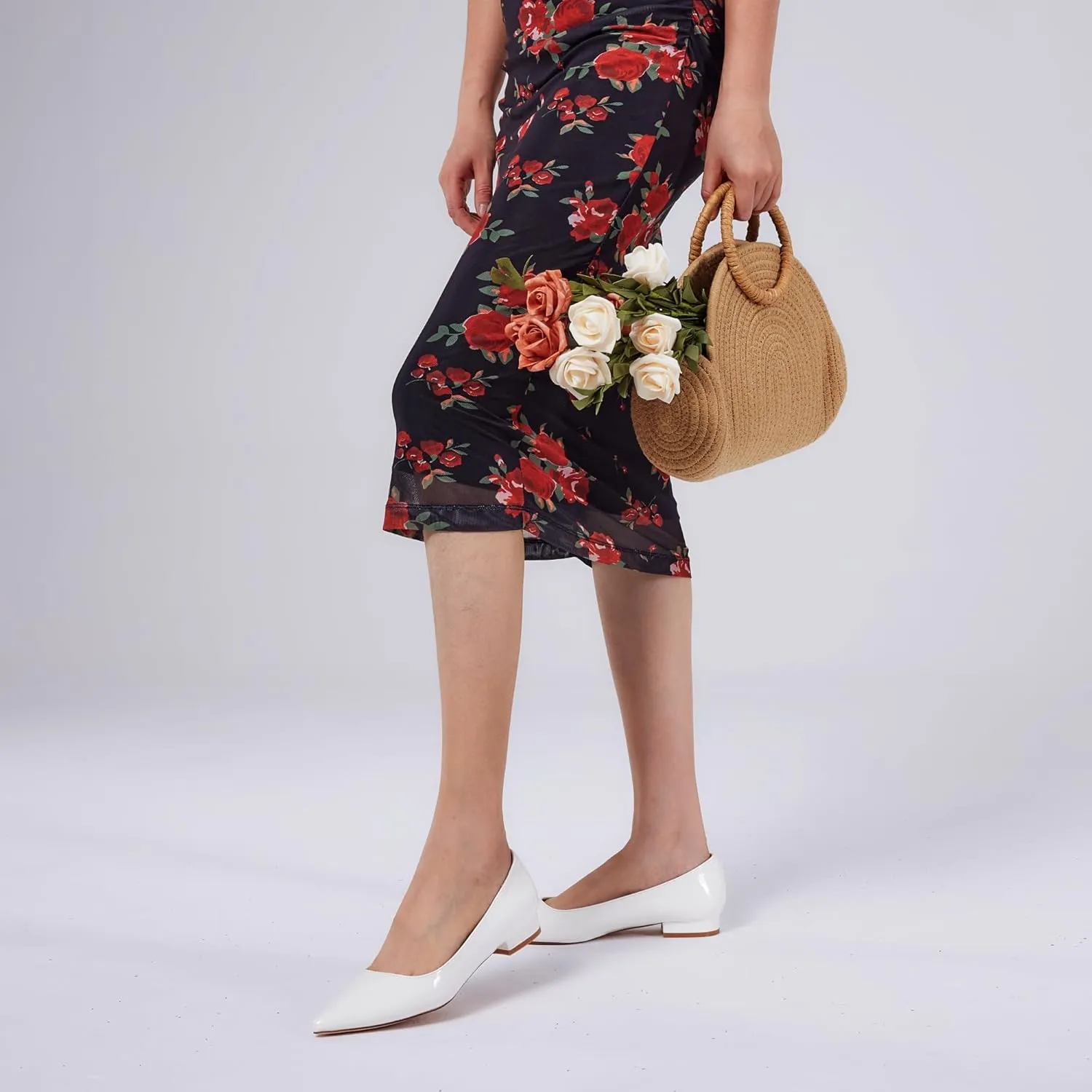 Elisabet Tang Women's Flats Shoes Pointed Toe Casual Chunky Flats Slip on Comfortable Dress Flats Shoes for Lady
