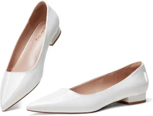 Elisabet Tang Women's Flats Shoes Pointed Toe Casual Chunky Flats Slip on Comfortable Dress Flats Shoes for Lady