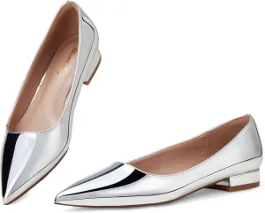 Elisabet Tang Women's Flats Shoes Pointed Toe Casual Chunky Flats Slip on Comfortable Dress Flats Shoes for Lady