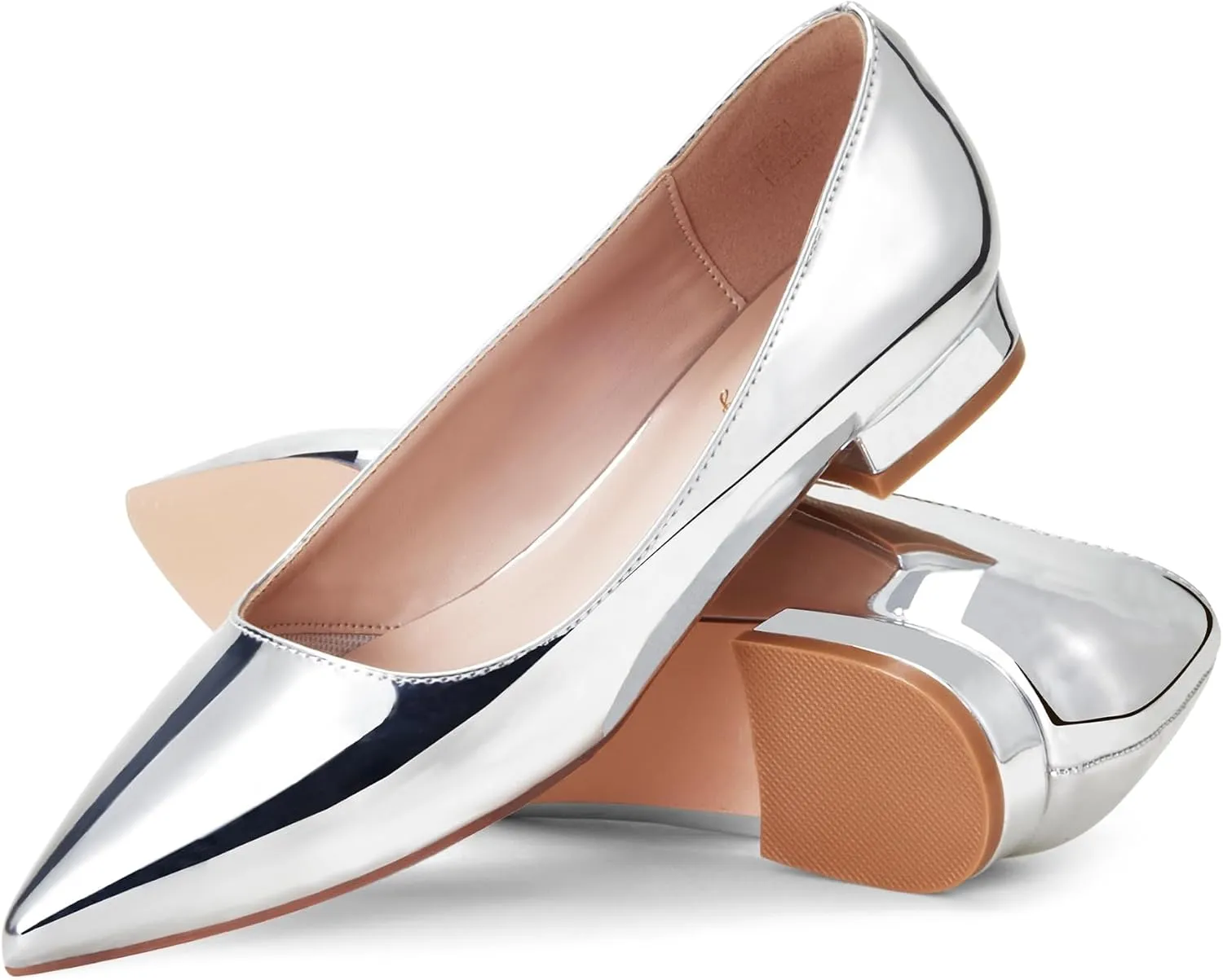Elisabet Tang Women's Flats Shoes Pointed Toe Casual Chunky Flats Slip on Comfortable Dress Flats Shoes for Lady