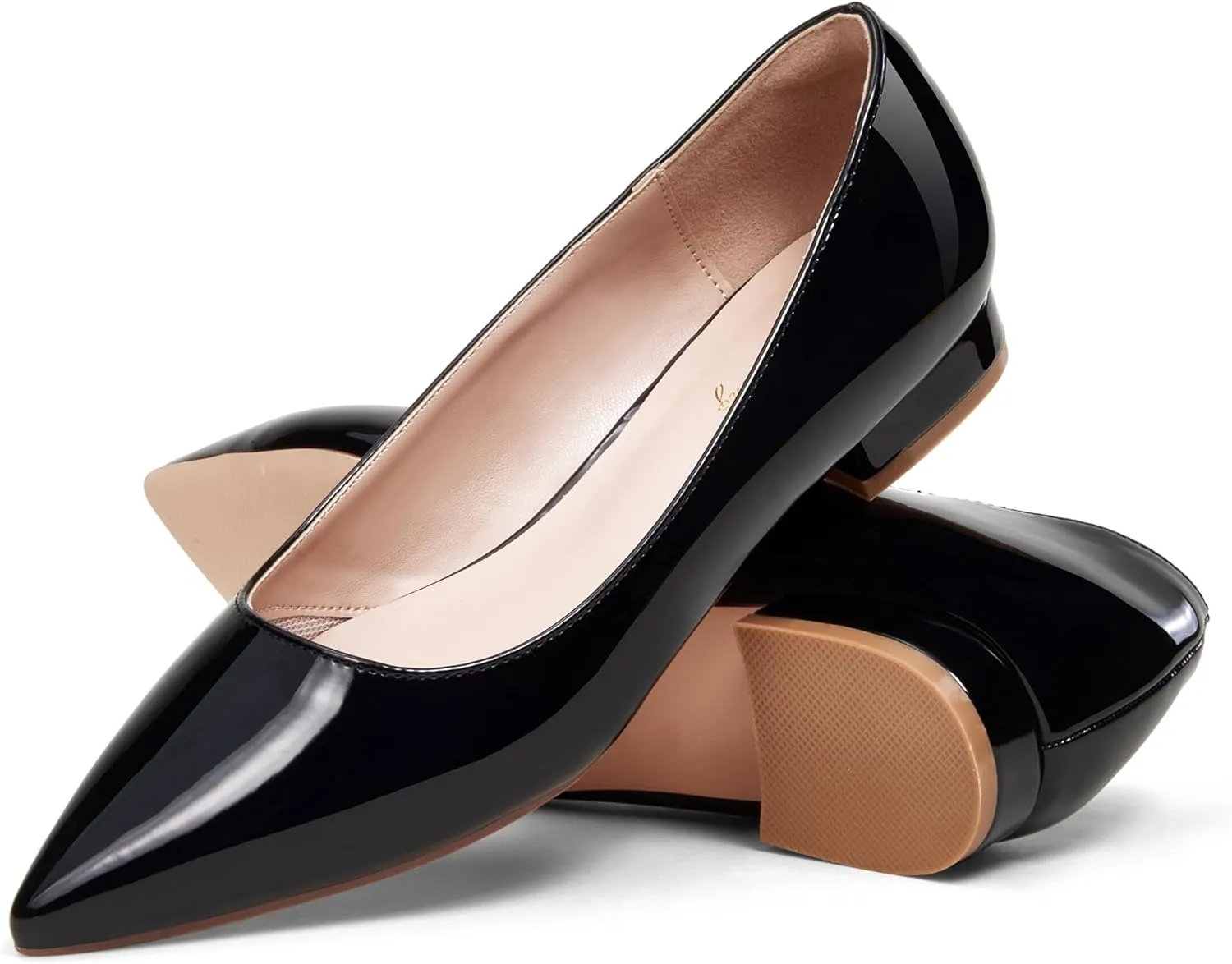 Elisabet Tang Women's Flats Shoes Pointed Toe Casual Chunky Flats Slip on Comfortable Dress Flats Shoes for Lady