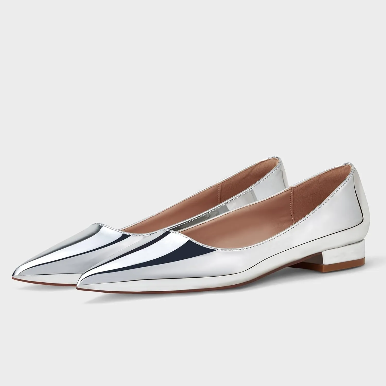 Elisabet Tang Women's Flats Shoes Pointed Toe Casual Chunky Flats Slip on Comfortable Dress Flats Shoes for Lady