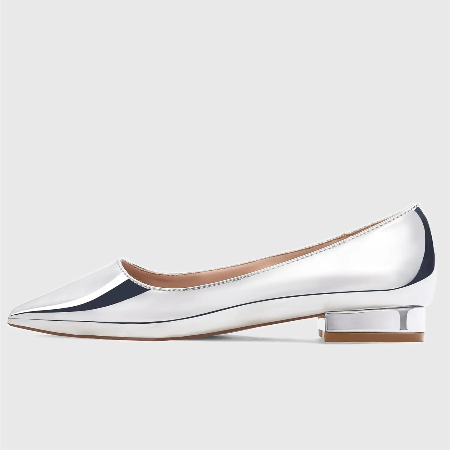 Elisabet Tang Women's Flats Shoes Pointed Toe Casual Chunky Flats Slip on Comfortable Dress Flats Shoes for Lady