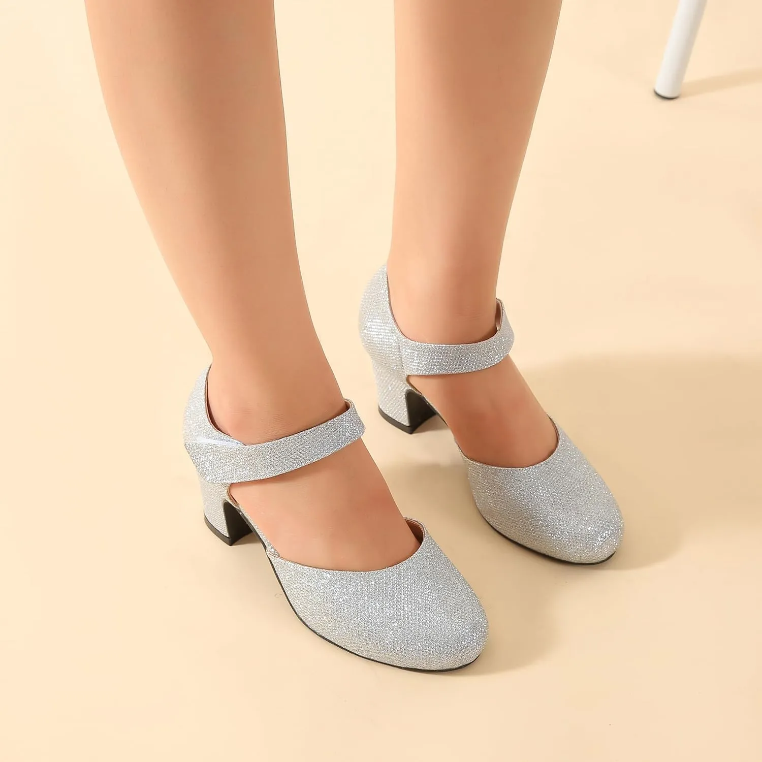 Enelauge Women's Ankle Strap Block Chunky Heels Closed Round Toe Pumps D'Orsay Comfortable Vintage Dressy Bridal Wedding Party Shoes