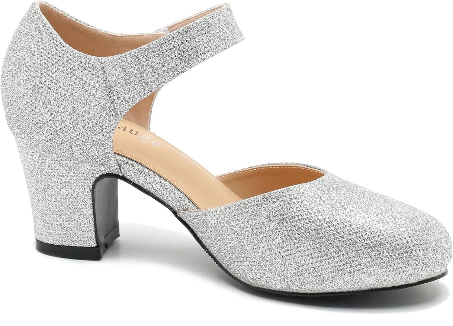 Enelauge Women's Ankle Strap Block Chunky Heels Closed Round Toe Pumps D'Orsay Comfortable Vintage Dressy Bridal Wedding Party Shoes