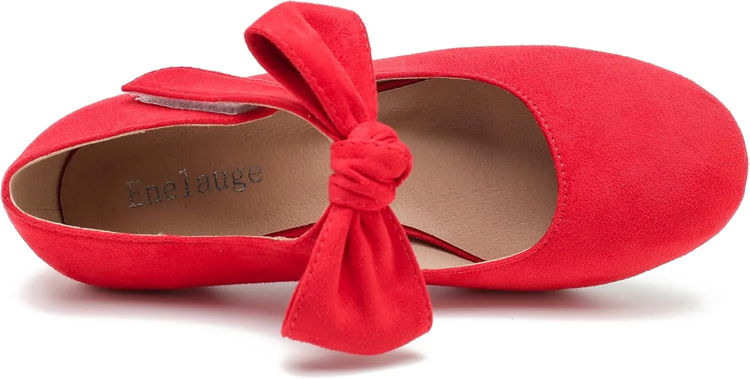 Enelauge Women's Bow Mary Jane Pumps Low Kitten Heels Round Toe Ankle Strap Wedding Office Work Dress Evening Party Shoes