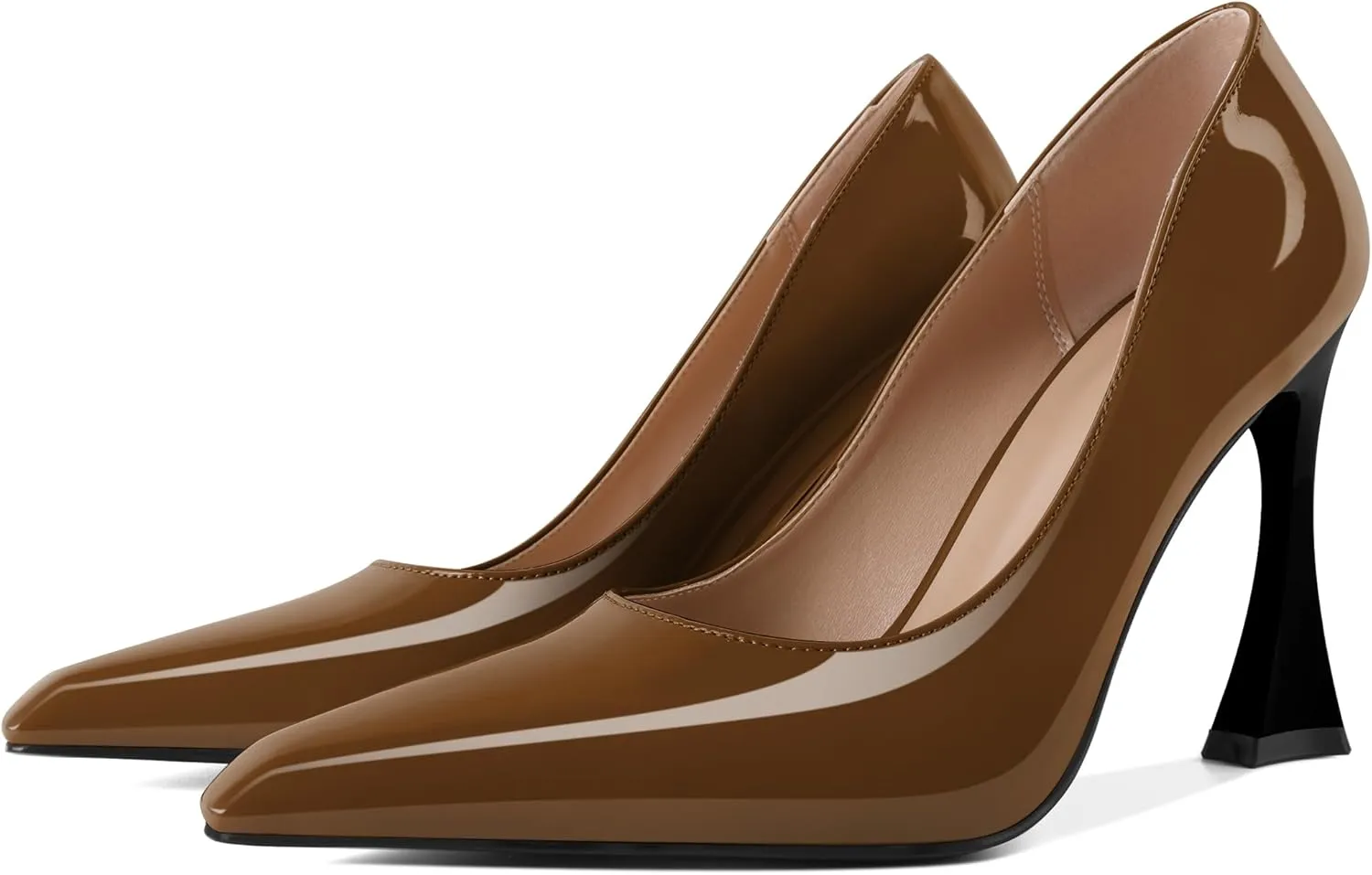 Esvowido Women High Heels Pointed Toe Stilettos Pumps Slip-on Closed Toe 4 Inch Dress Shoes for Party Dress Office Workplace