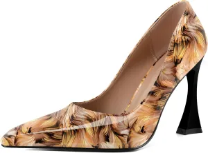 Esvowido Women High Heels Pointed Toe Stilettos Pumps Slip-on Closed Toe 4 Inch Dress Shoes for Party Dress Office Workplace