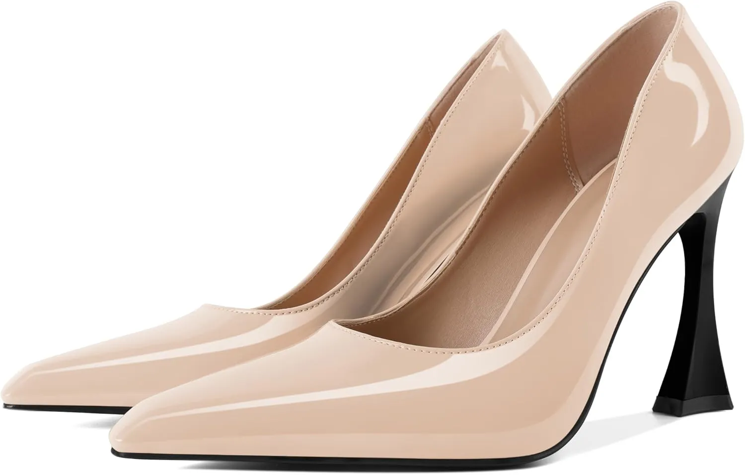 Esvowido Women High Heels Pointed Toe Stilettos Pumps Slip-on Closed Toe 4 Inch Dress Shoes for Party Dress Office Workplace