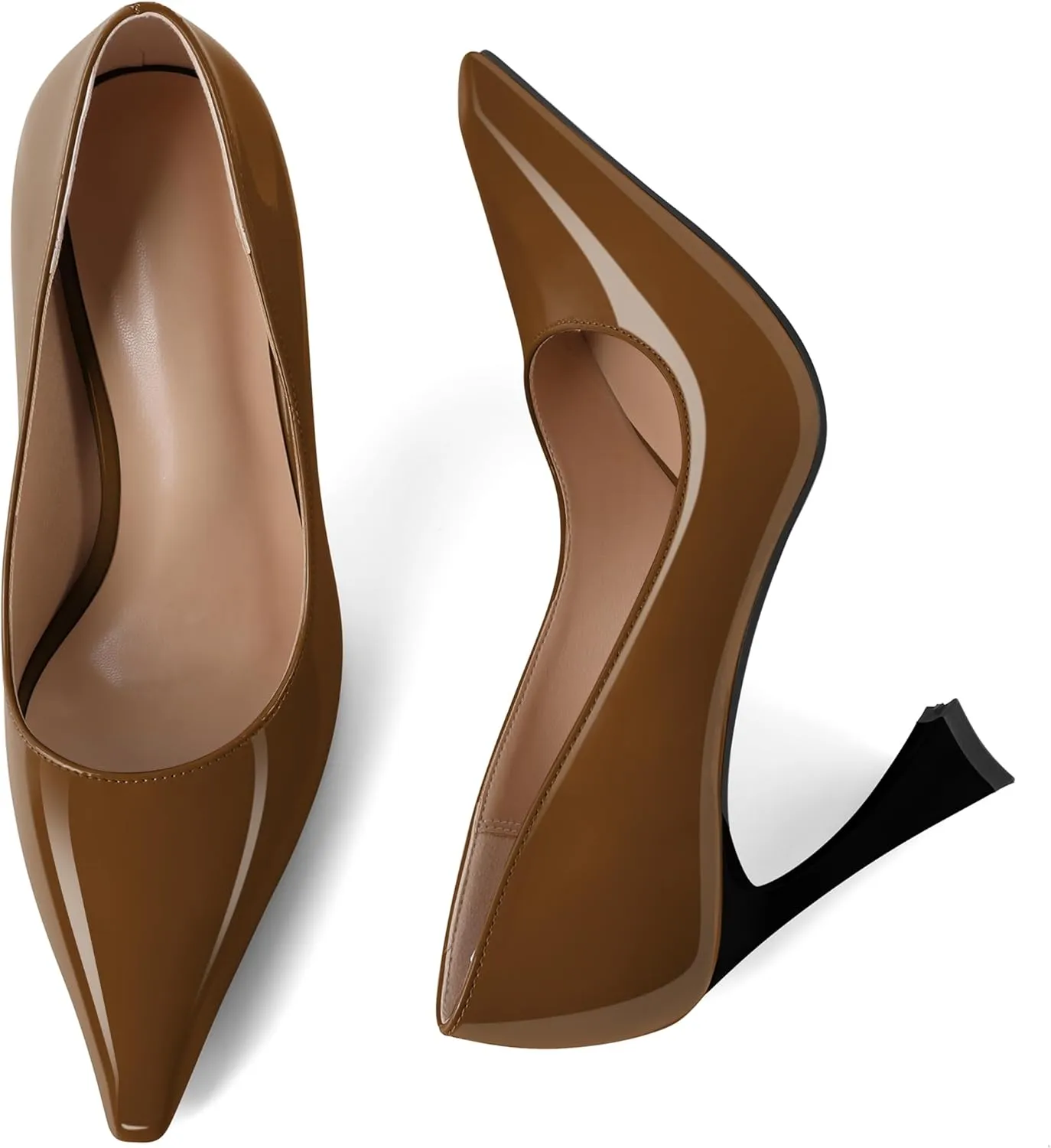 Esvowido Women High Heels Pointed Toe Stilettos Pumps Slip-on Closed Toe 4 Inch Dress Shoes for Party Dress Office Workplace